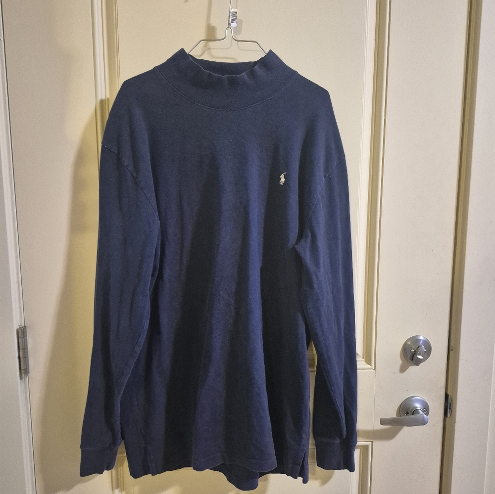 Navy Blue Long Sleeve Polo Golf Shirt